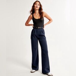 A&F Sloane Tailored Wide Leg Pant- navy blue size 25 long